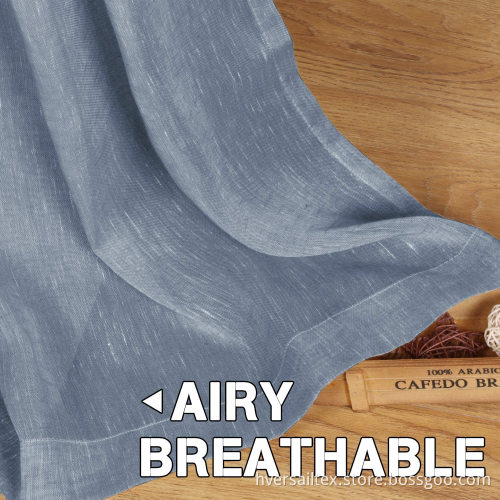 Eyelet Top Durable Soft Linen Blend Denim Curtains